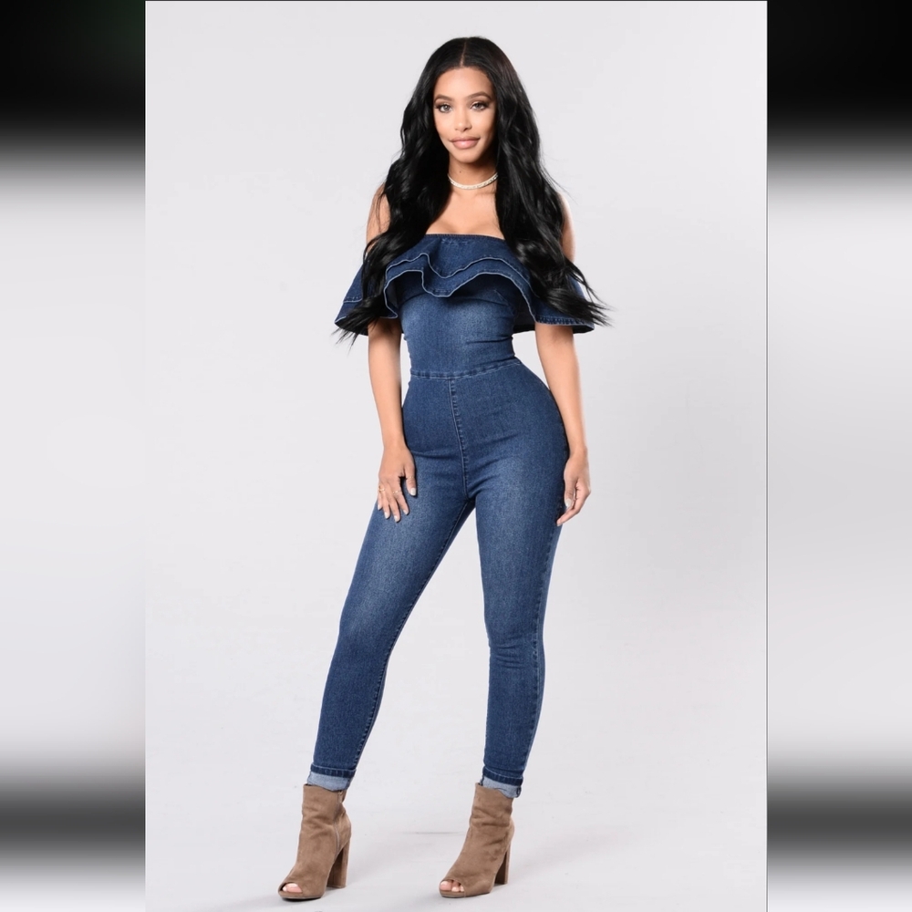 Fashion Nova Feeling Lucky Jumpsuit - Denim Wash